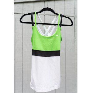 Nike Dri-Fit Tank Top Tennis S Green White Athletic Workout